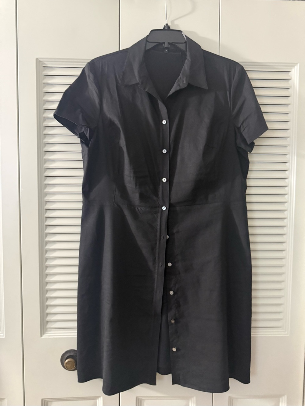 Theory Black Short-Sleeve Button-Front Shirt Dress